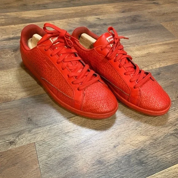 Y2K Era Red Leather Look Streetwear Casual Gym Sneakers 8 Men’s/10 Women's Shoes - Picture 7 of 7